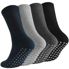 Non Slip Grip Socks for Men Women Crew Grippy Socks for Hospital Elderly Pi...