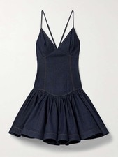 ZIMMERMANN Crush gathered denim mini dress Size 1/AU10/US6