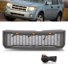 Front Grille Raptor Style Matte Black For Ford Escape 2008-2012 W/ Letters