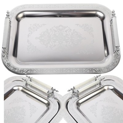 Park&Oz Set of 2 Stackable Stainless-Steel   14.5'' x 9.8'' Elegant Rectangle -S