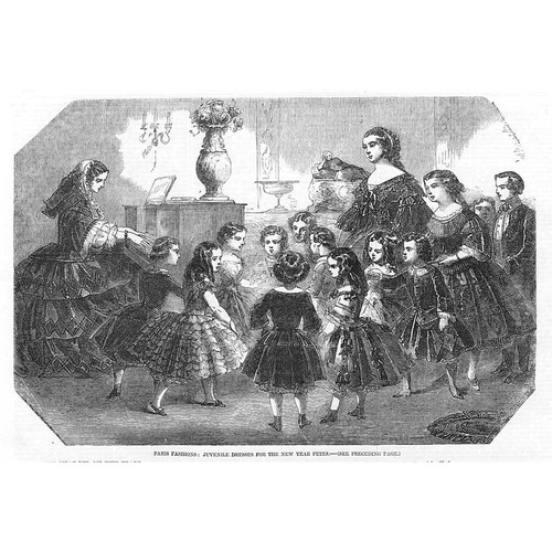 FASHION - Paris Fashions for Children For New Year Fetes - Antique Print 1856