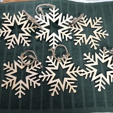 Ornaments Wooden Laser Cut Set Of 6 Snowflakes 6 X 5.5  