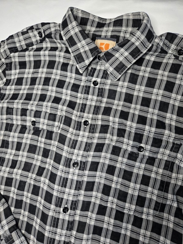 BOSS ORANGE Label Vintage Plaid Button Down Shirt XL Relaxed Casual