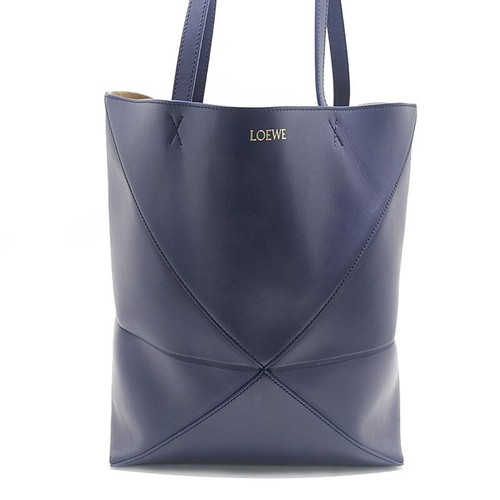 LOEWE Puzzle Fold Tote Bag Medium Blue Ladies