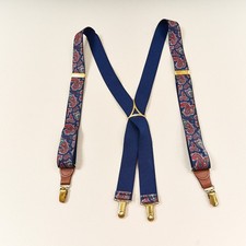 Pelican Suspenders Navy Paisley Stretch Clip On Style Adjustable Braces