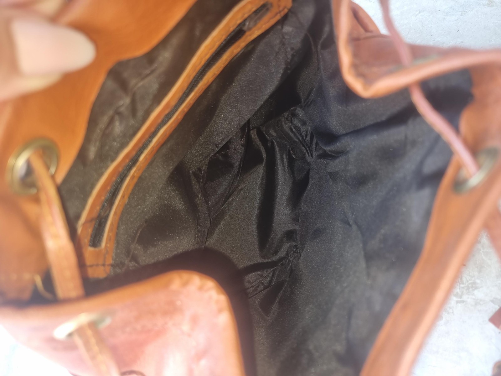 Tan Leather Drawstring Backpack | Small Boho Ruck… - image 10