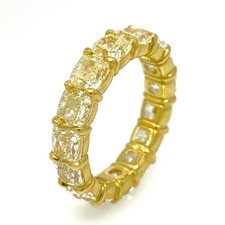 2Ct Cushion Cut Lab-Created Citrine Full Eternity Ring 14K Yellow Gold Plated