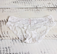 Vintage Victoria s Secret Angels Size S White Mesh Lace Trim Bikini Panty