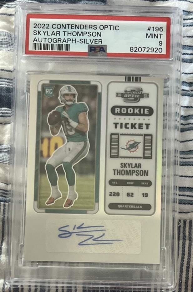 Skylar Thompson 2022 Panini Optic Contenders RC Rookie Ticket Auto #196 Dolphins