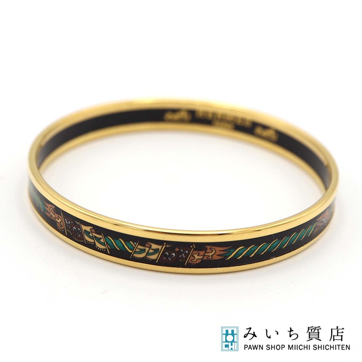 Hermes Enamel Cloisonne Gold Bangle Bracelet for Women Y0625