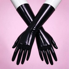 Black Patent Opera Gloves Women Goth Cosplay Costume Party Elbow Length