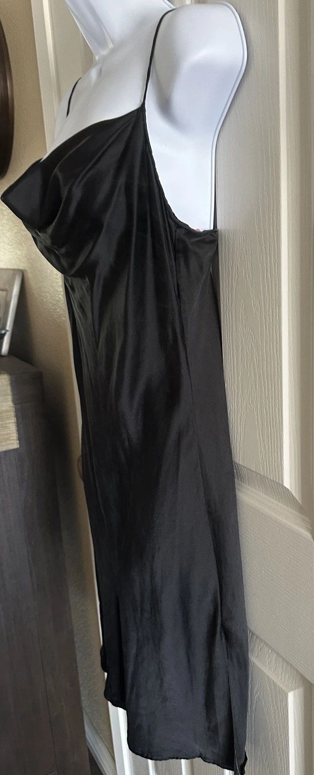 UNDERCOVER Y2K Victoria’s Secret Seta Nero Drappeggiato Taglio Bias Vintage Mini Abito Slip Dress M