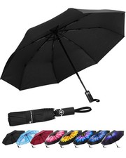 SY COMPACT Travel Umbrella for Rain, Windproof Automatic 42 Inches, black