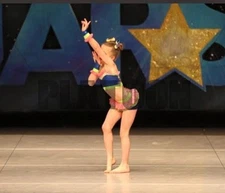 Custom Dance Costume Solo  Swarovski Crystals Jazz Musical Theatre Size  7-8 EUC