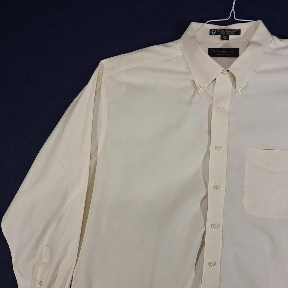 Tommy Hilfiger винтажный платье рубашка мужская 17,5/36 на пуговицах длинным рукавом бежевый карман - Изображение 4 из 4