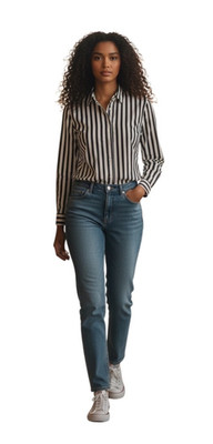 DRAPERS & DAMONS Black & White Striped Button Down Top Blouse Women's Petite SM