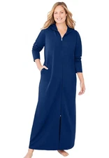 Dreams & Co. Plus Size Long Hooded Fleece Sweatshirt Robe