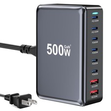 500W USB C Fast Charger Block Multi-Port GaN Charging Station 100W PD