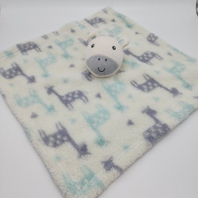 Baby Gear Giraffe Security Blanket Plush Lovey 16'' Fleece Gray Blue Stuffed Toy