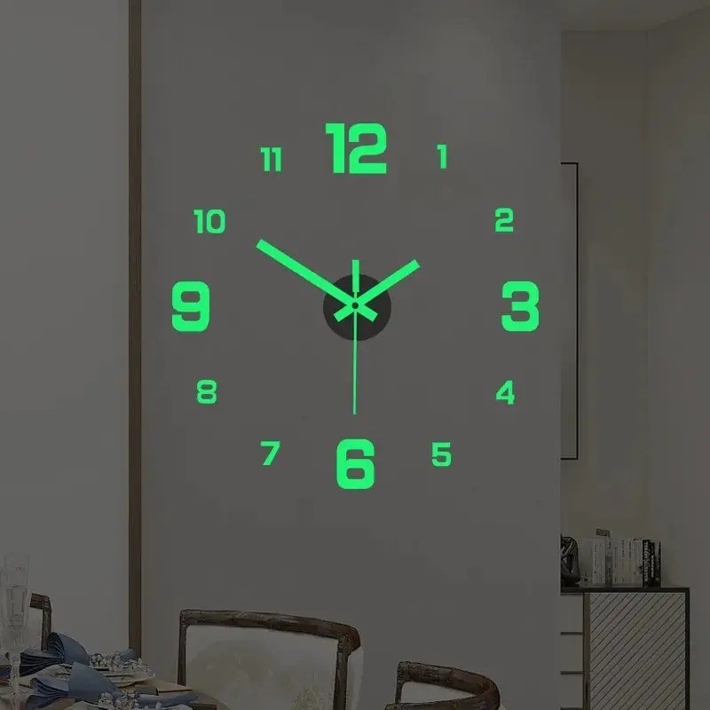 DIY Luminous Wall Clock European Style Silent Wall Sticker Clock for Home Decor