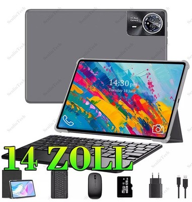 2025 Neu Tablet Android 15 24GB RAM+256GB 8000mAh 14 Zoll 4G LTE 2SIM WlFl IPS