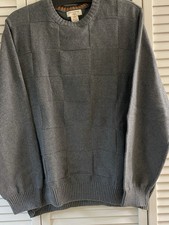 Mens Sz XL Dockers Crew Neck Sweater Gray Block Weave Measurements in Photo's