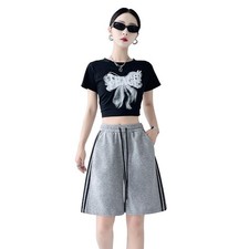 Women Summer High Waisted Wide Leg Sporty Shorts Casual Loose Fit Athletic Pants