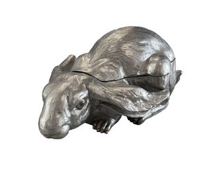 Arthur Court Bunny Ice Bucket Aluminum Hinged HTF VINTAGE Beautiful Piece 10-04