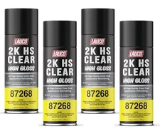 LAUCO 2K HS Clear High Gloss – High-Solids Automotive Clear Coat Spray (4 Pack)