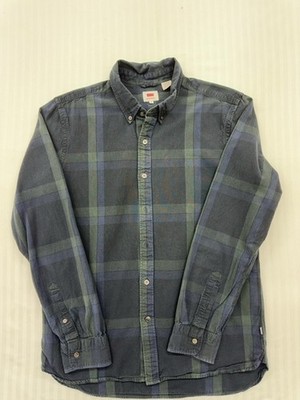 Levi's Men's Gray Plaid Long Sleeve Button Down L Distressed
