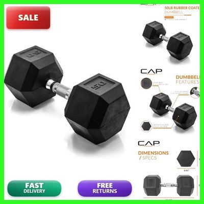 CAP Barbell Coated Hex Dumbbell Weight - Single   10-120 lbs   Multiple Options