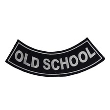 OLD SCHOOL Rocker Patch - 11" x 3" Large Black & Silver Biker Vest Jacket DIY