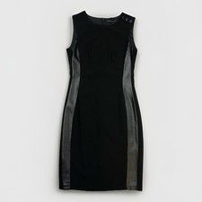 White House Black Market Little Black Dress Size 2 Sleeveless Zipper Lather Roun