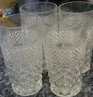 Vtg Anchor Hocking Wexford 5.5" Drinking Glasses  Set Of 4 Diamond Pattern