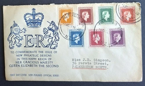 NEW ZEALAND 1954 - FDC " 1954 QUEEN ELIZABETH OFFICIALS " 01-MAR-1954