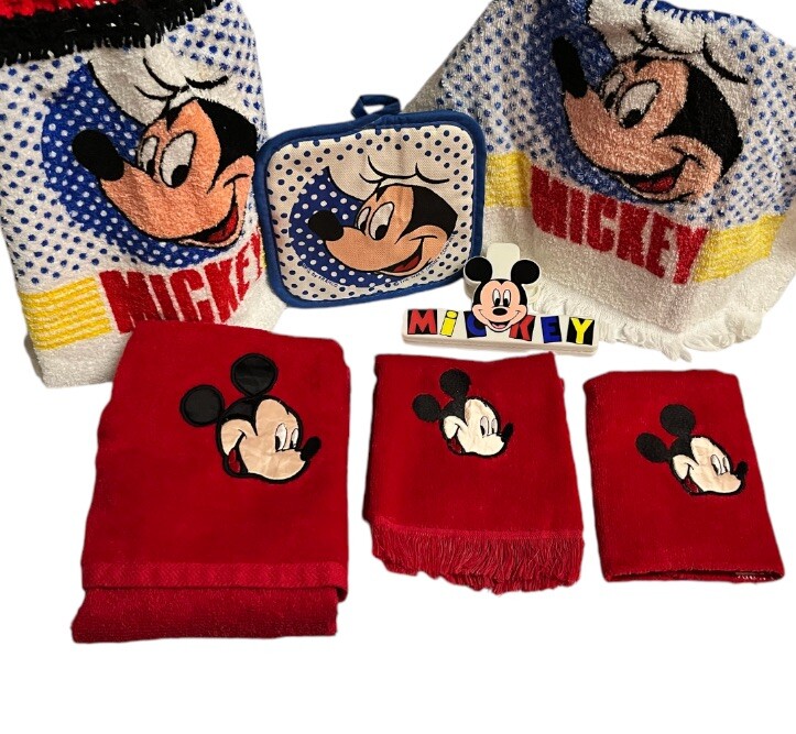 Set-mickey Kitchen & Bath Towels-pot Holder-mickey Chip Clip