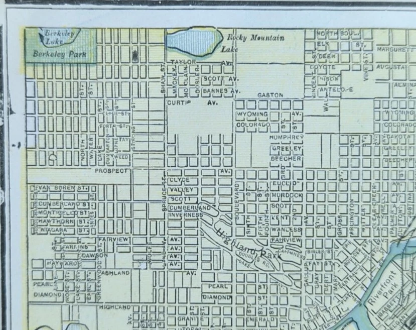 Mapa De Colección 1898 Denver Colorado 14"x11" Antiguo Antiguo Original Capitol Hill Foto 4 de 4