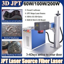 200W/300W 3D JPT MOPA Fiber Laser Marking Machine EZCAD 3 Relief/Deep Marking US