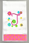 Monogram T Embroidered Hand Towel, Floral, Polka Dot, Pink Girls Initial Letter