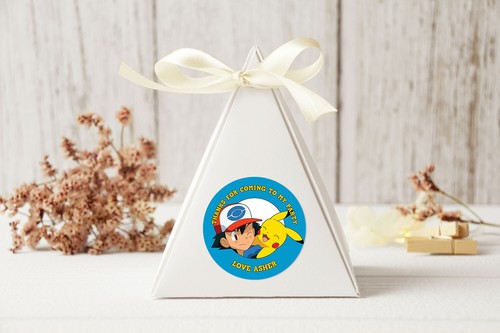 Personalised Pokemon Birthday Party Stickers Thank You Labels Seals Ash Pikachu - Picture 2 of 4