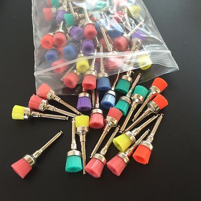 100pcs New Color Nylon latch flat Polishing Polisher Prophy Brushes Dental Brush