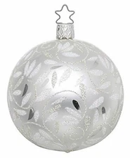 Inge Glas Kugel Ball 8 cm Delights White 20158T008  German NEW w/FREE Gift Box