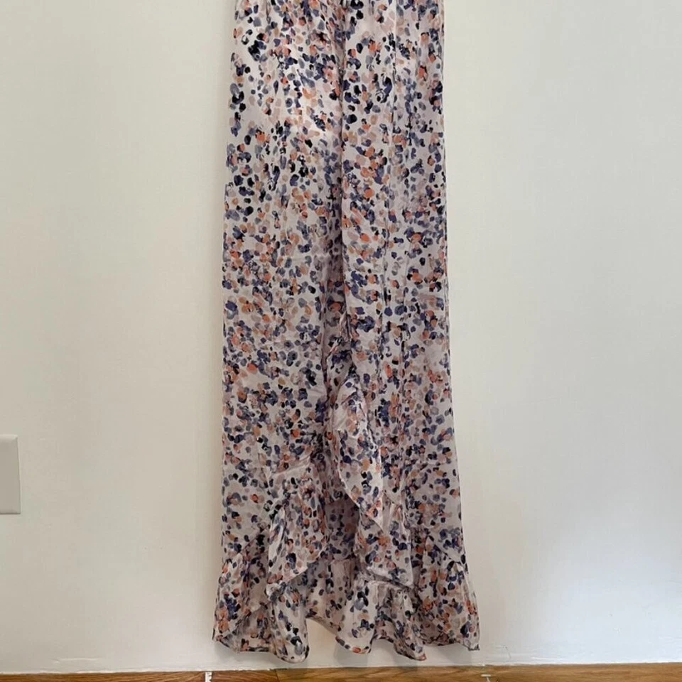 Vestido Midi JACK BY BB DAKOTA Estampado Alto Baixo Branco Roxo Rosa Geo Maxi Pequeno P - Imagem 4 de 4