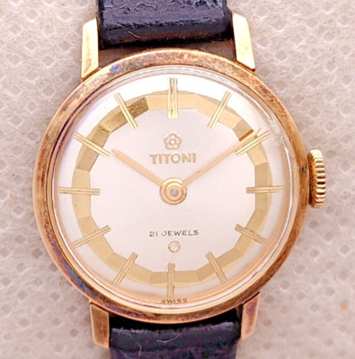 TITONI 21JEWELS SWISS ETA2472 MANUAL WIND SILVER COLOR DIAL WOMENS VINTAGE WATCH