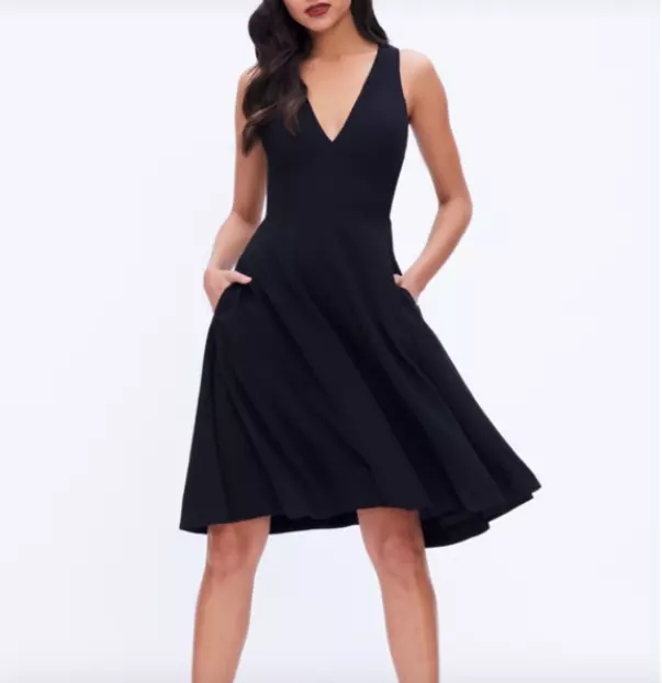 Fit and flare cheap cocktail dress with pockets