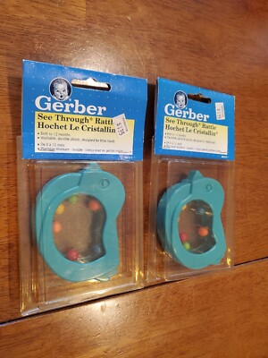 LOT (2) Vintage 1994 Gerber Duck Baby Rattle 66313 NOS