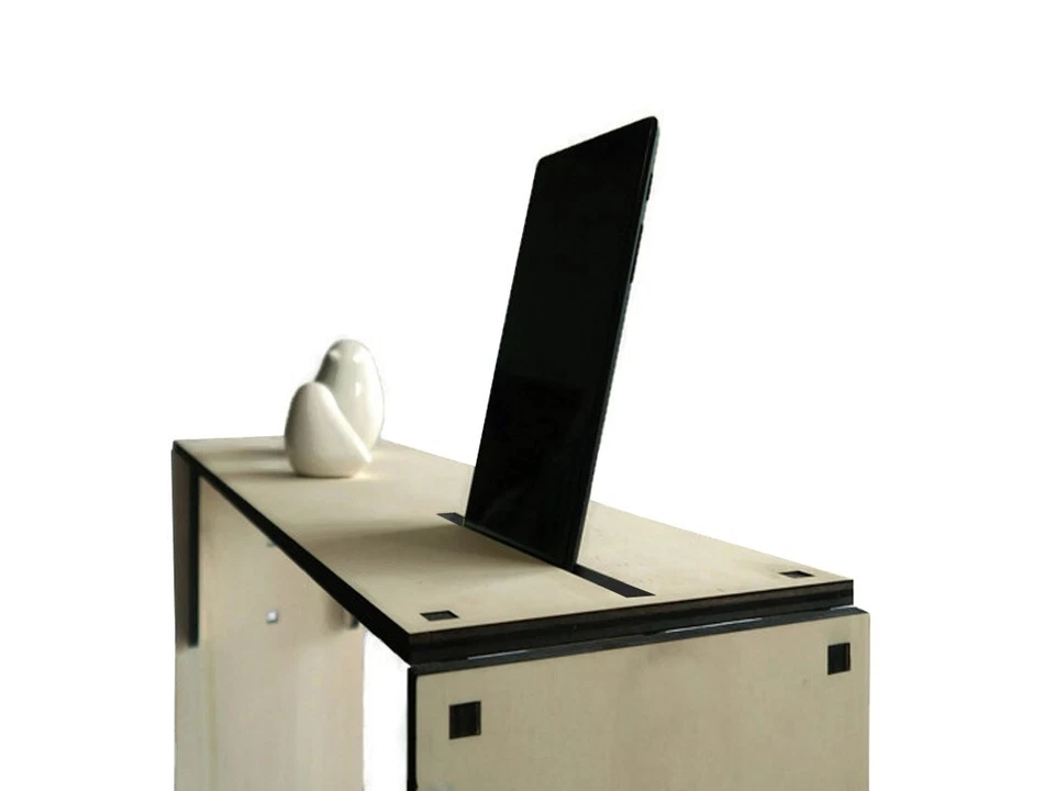 Wooden Narrow Console Table for Entryway with Modern Smartphone and Tablet Stand - Image 4 of 4