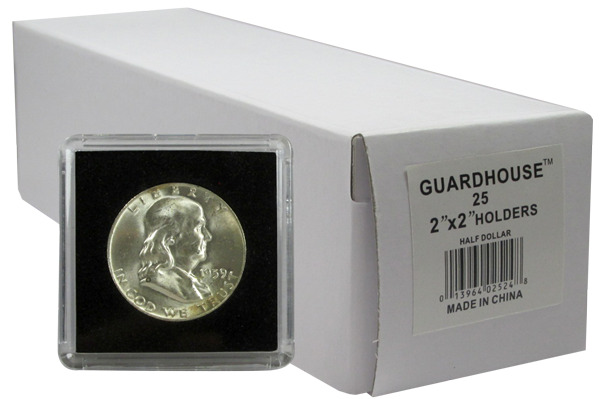 25 Pack Guardhouse Half Dollar 2x2 Tetra Snaplock Coin Holders