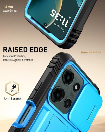 Funda Poética para Moto G 5G 2025 a prueba de golpes con cubierta de cámara deslizante azul - Imagen 8 de 8