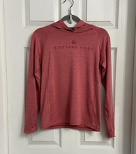 Vineyard Vines Hooded Long Sleeve Tee Size Medium Pink Logo Spell Out